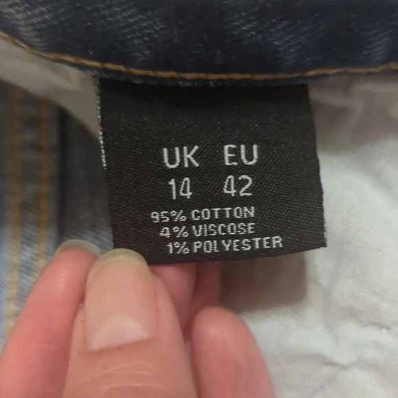 Nasty Gal Work Slit Out High-Waisted Straight-Leg Jeans, Color Med Wash Size 14 - Picture 16 of 16